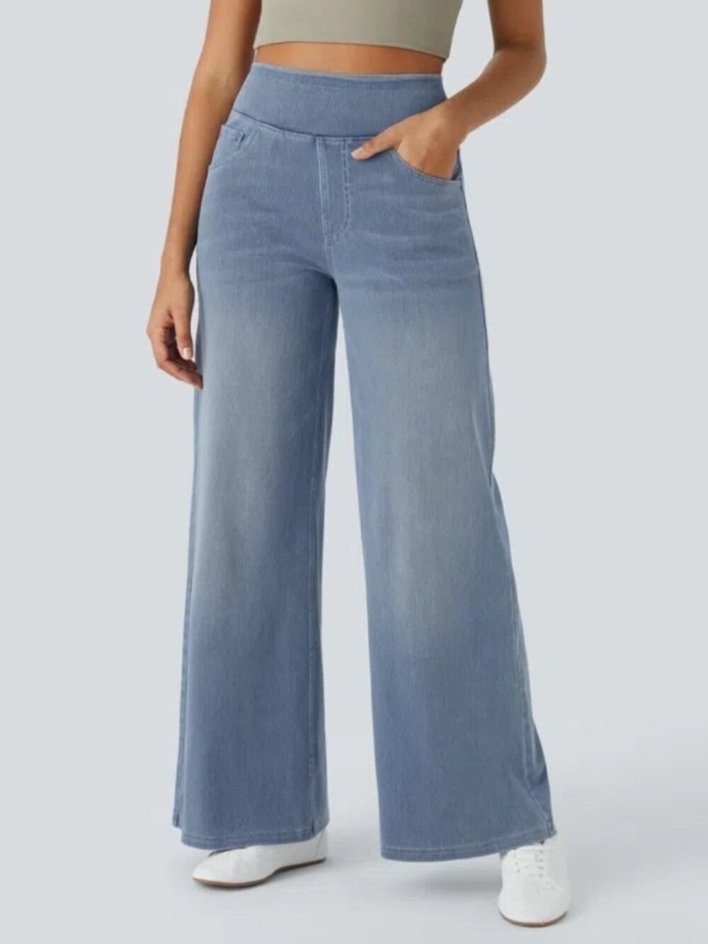 NWT Halara XL Flex High Waisted Pull On Baggy Wide Leg Jeans Womens XLarge Black